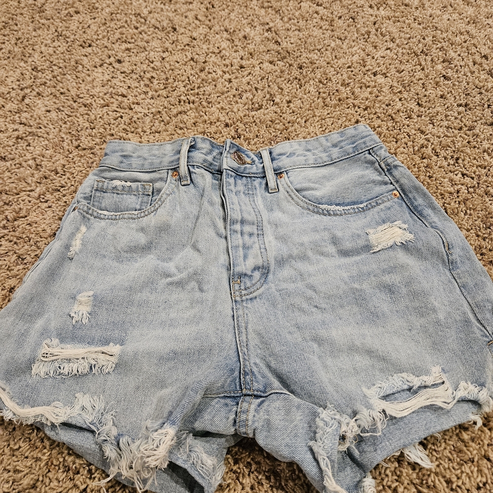 YMI Light Blue Frayed Jean Shorts
